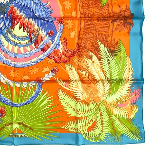 NWT Hermès Scarf "Mythiques Phoenix" Turquoise - Picture 9 of 10